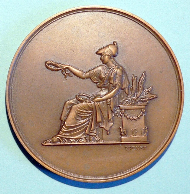 Médaille Ancienne En Bronze, Ligue Française De L'Enseignement, 1884 Par A.Borrel, Dans Son écrin D'origine