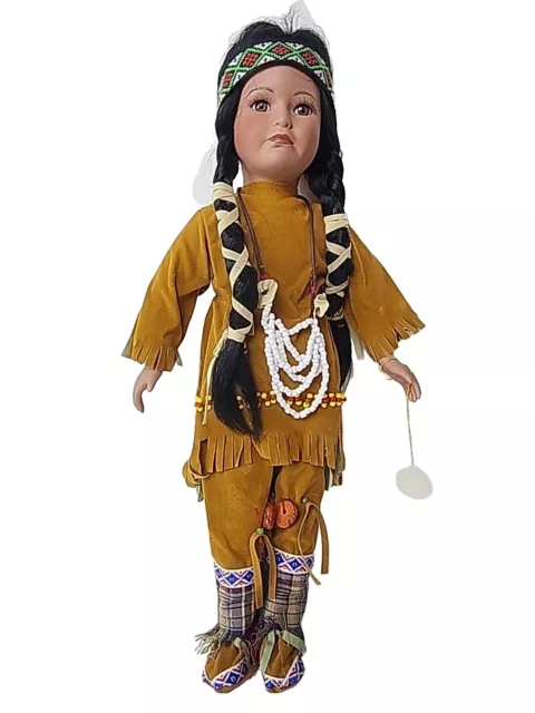 Brinns Porcelain Native American 1991 Doll 17" Limited Edition 1580/4800