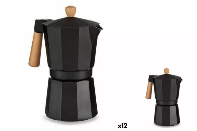 Espressokocher Italienische Kaffeemaschine Holz Aluminium 450 Ml 12 Stück