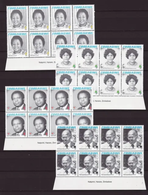 Zimbabwe 2008 Heroes Imprint Blocks, MNH (sheet margin) / Red Cross