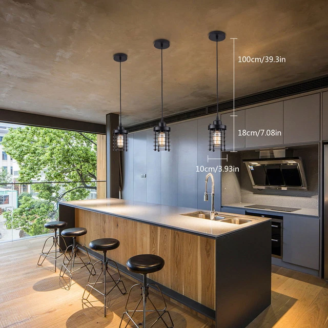 3 PACK FARMHOUSE Kitchen Island Hanging Pendant Lighting Rustic Ceiling