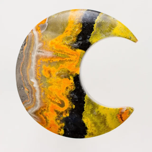 Bumble Bee Jasper Polished Moon Stone Carving 39mm 18g Geode Decor H0128