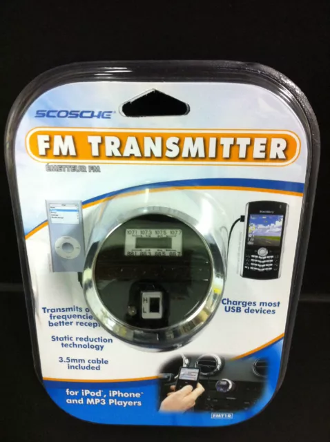 Scosche FM Transmitter+USB Car Charger for iPhone 6/s/Plus/5S/4S (w/AUX Cable)