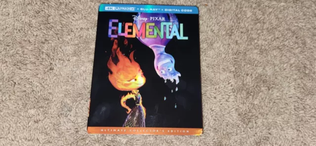 Elemental 4K Blu-Ray Disney Pixar Disney Movie Club Slipcover, BRAND New