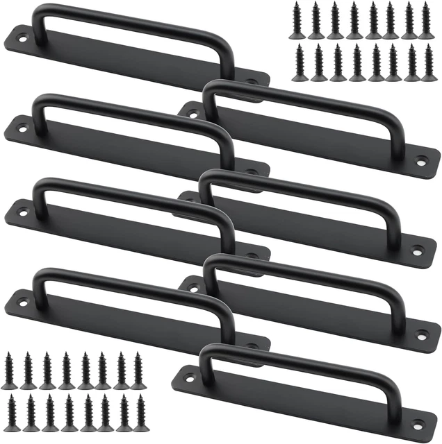 8 Pack 7 inch Sliding Barn Door Handles Black Cabinet Handle Pulls with Screw...