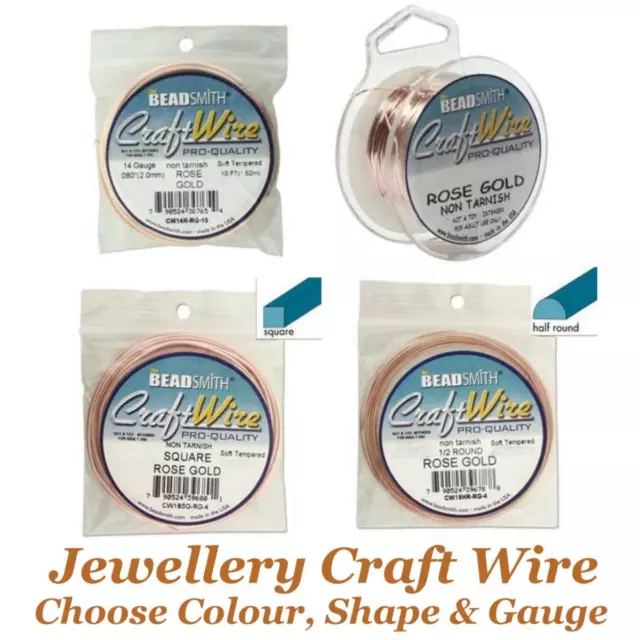 CRAFT　Gold,　BEADSMITH　Silver,　Tarnish,　Choose　£6.25　JEWELLERY　UK　Copper　Wire　Rose,　PicClick