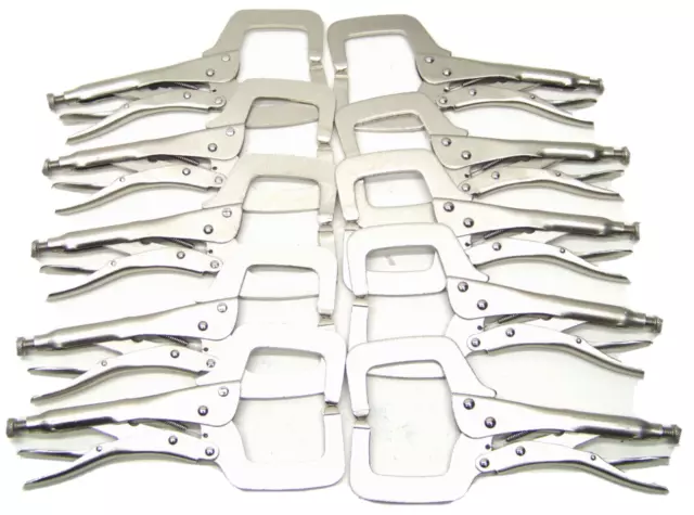 10 Pc 11" Locking C Clamps With Regular Tips Vise Welding Clamp Holding Dent