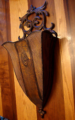 Large Ornate Victorian-Style Metal Wall Planter Pocket Basket Black/Copper   Box