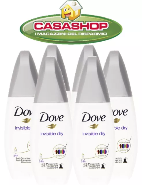 6x Dove Deodorante Invisible Dry 24h Vapo No Gas Protezione e Freschezza