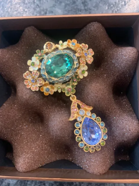 Jay Strongwater Gorgeous Jeweled Mille Fiori Malia Pin Brooch Swarovski New Box