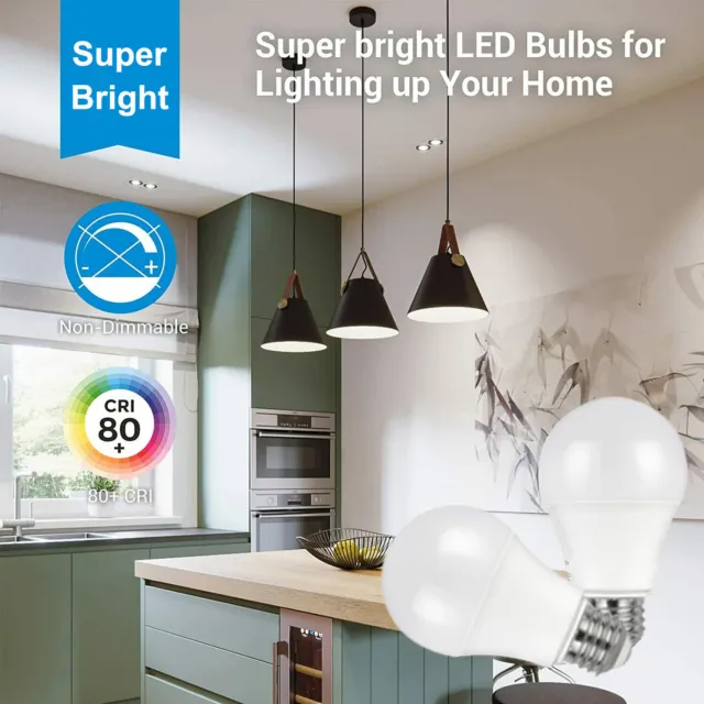 Lot A19 LED Light Bulbs 15W 100 Watt Halogen Equivalent 6500K Daylight White E26 2