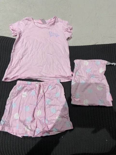 Girls Pink Peter Alexander Junior PJ Pajamas Set Tee & Shorts Size 5