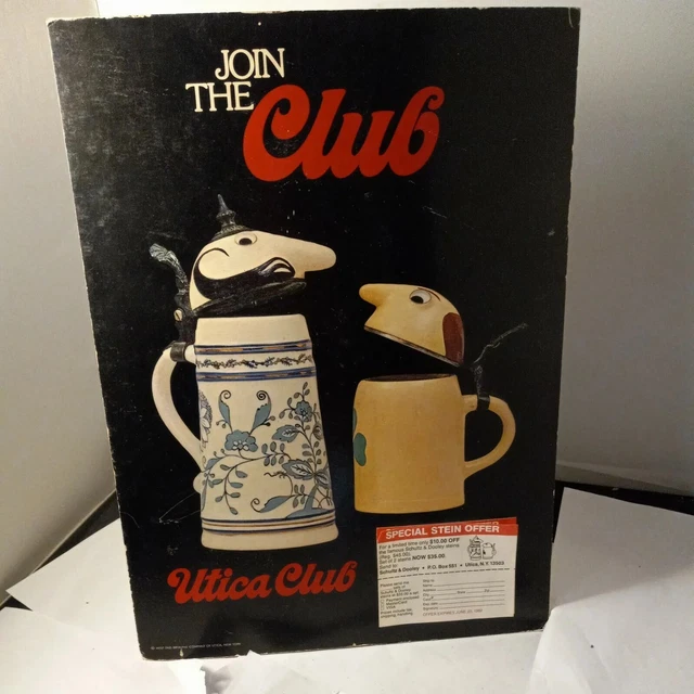 VINTAGE UTICA CLUB beer West End Stien Advertising  SIGN Stand up display