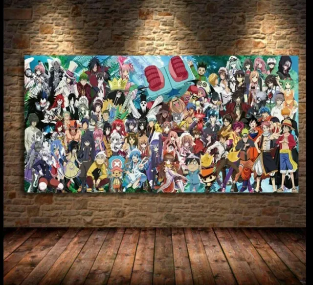 Toile Manga 100×50cm Dbz One Piece Death Note Naruto poster cotton sans cadre
