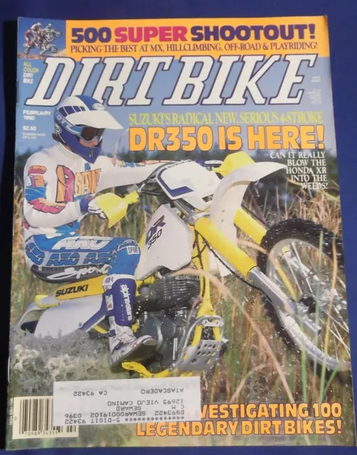 Dirt Bike Magazine-Feb 1990-Mx 500 Shootout-Suz Dr350-Baja 1000-Tokyo Sx-Vintage