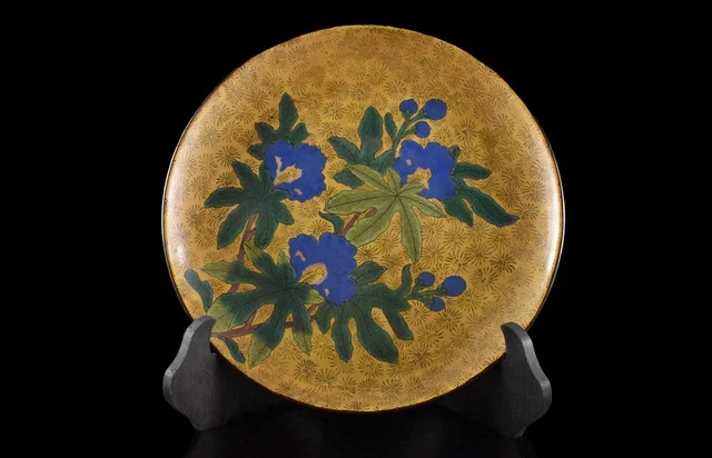 JAPANESE KUTANI-WARE BUTTERFLY Flower Small ORNAMENTAL PLATE