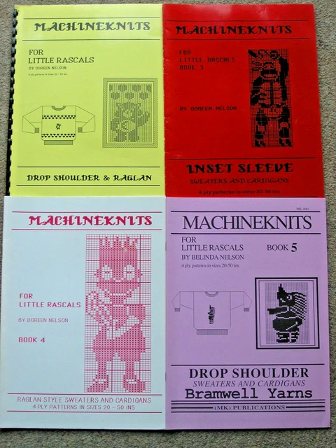 4 x Tejidos a máquina para Little Rascals Doreen Nelson/Belinda Nelson Libros 1/3/4/5