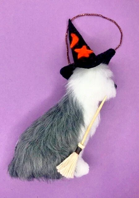 Old English Sheepdog  Halloween / Broomstick - Part Needle Felted Dog