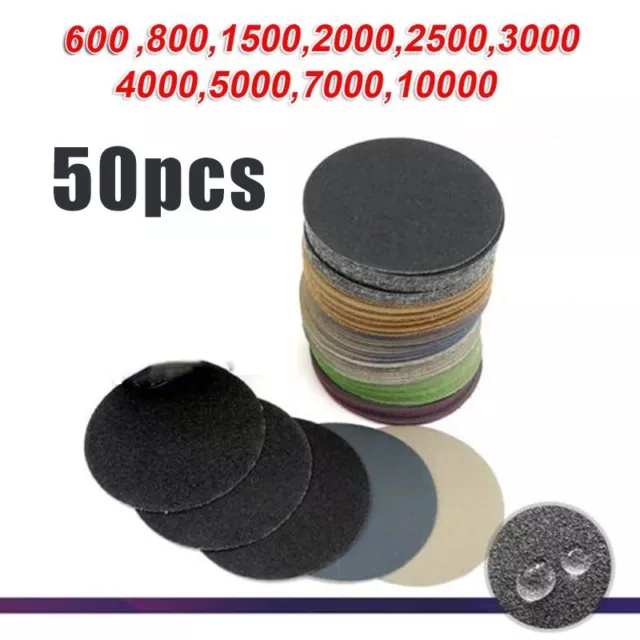 Durable and Flexible Wet or Dry Sanding Discs 50 Pack 3 Inch Silicon Carbide