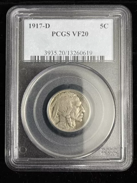 1917 D Buffalo Nickel PCGS VF20 5C