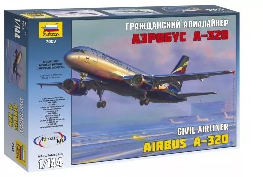 Zvezda 7003 - 1/144 Airbus A-320 Passagierflugzeug - Neu