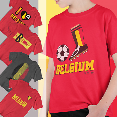 Maschi o femmine Scelta del Belgio Calcio Bambini T-shirt 2021 EURO LA SPEDIZIONE BELGA