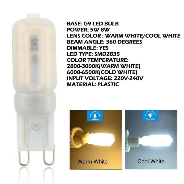 G9 LED 5W/8W Capsule Light Bulb Dimmable True Replacement Light A Bulb A T3P2 3