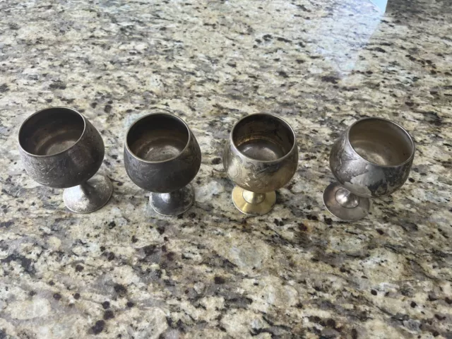 4 Vintage Silver Plated Goblets