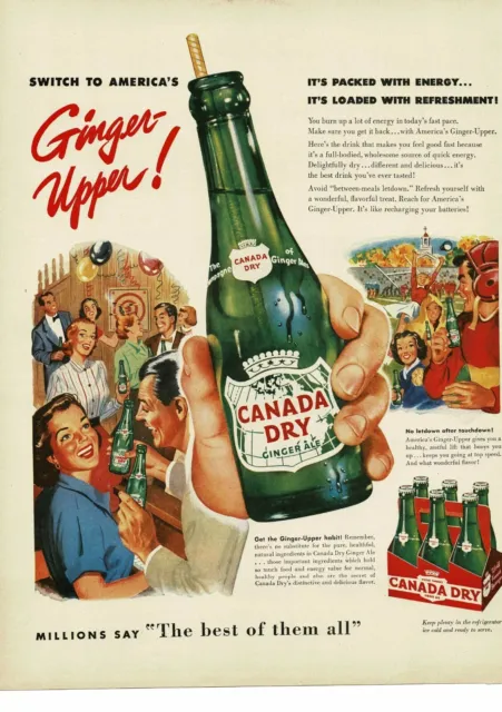 1953 CANADA DRY Ginger Ale Soda art Vintage Ad