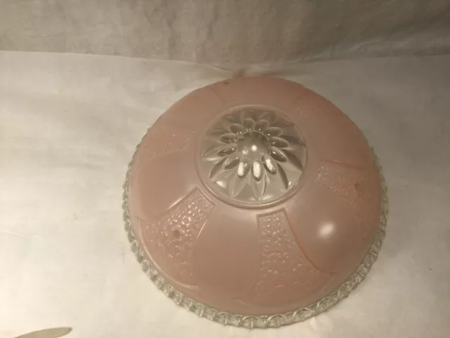 Vintage pink frosted geometric glass round ceiling light fixture shade