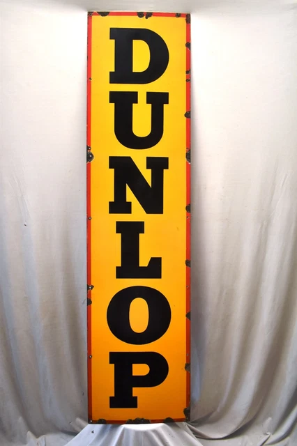 Vintage Dunlop Tires Pneumatici Firmare Porcellana Smalto Pubblicità 183X45.7cm
