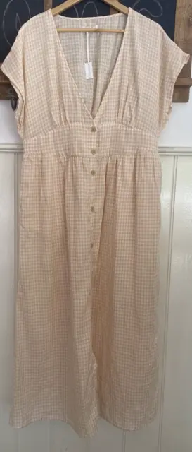 MIANN & CO Sz L Peach 100% Cotton Gingham Maxi Dress BNWTGS DESIGNER DESTASH!