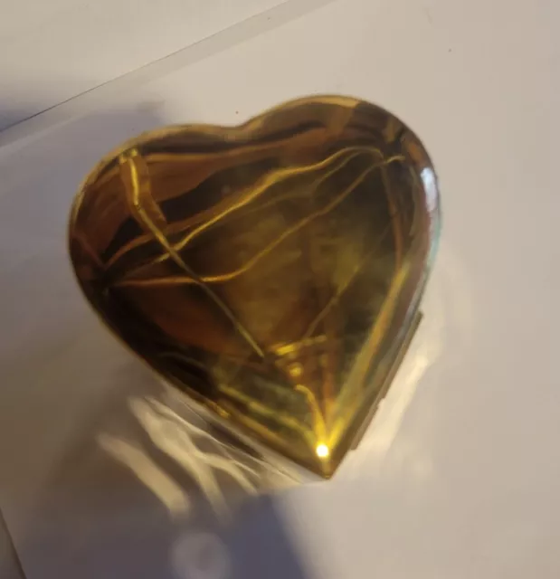 Brass heart shaped trinket box