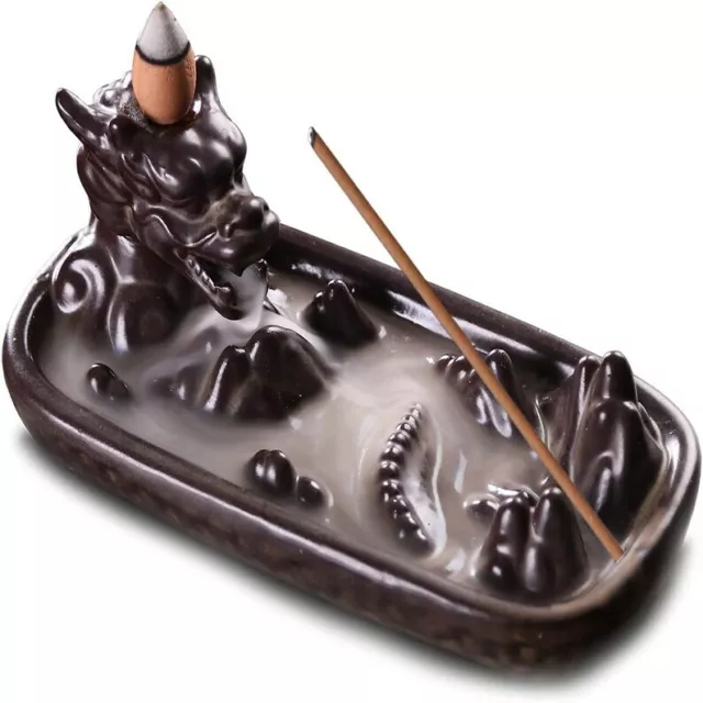 Backflow Burner Incense Cones Holder Waterfall Effect Dragon Multi-Functional