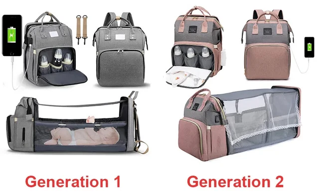 Waterproof 3 in 1 Baby Diaper Bag Backpack with Bassinet Changing Station Travel