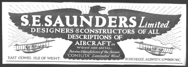 1927 Print Advert S.E Saunders Aircraft Manufacturer Planes Bird Isle Wight
