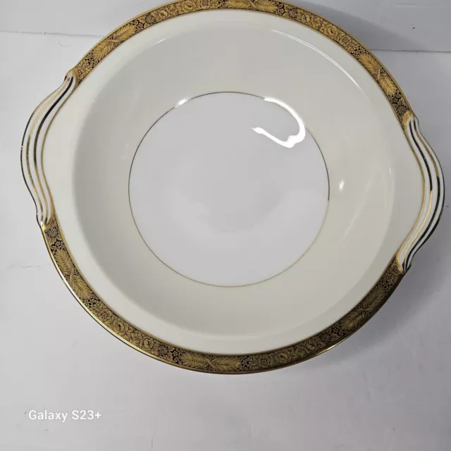 Noritake Goldkin Round Serving Bowl 5675 White Cream Gold Rim 10.5”