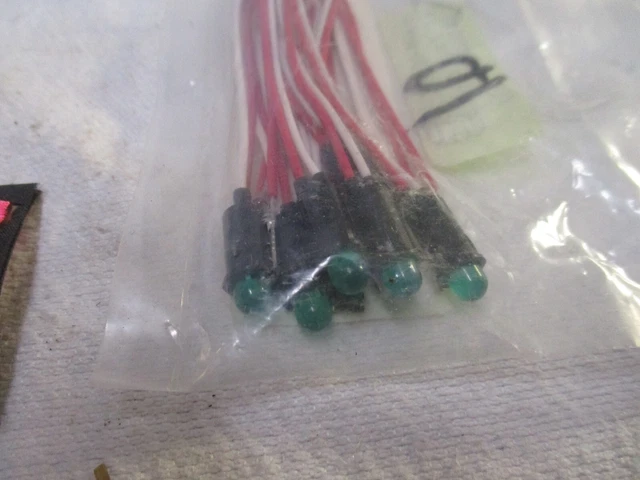 6x Green LED Panel Mount Indicator Round w Wire Leads 5V CML 5102H5-5V Lot of 6