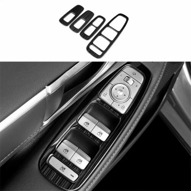 Black Steel Window Lift Panel Switch Cover Trim 4pc For Hyundai Sonata 2020-2023