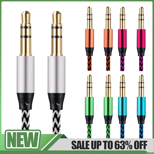 Aux Cable Audio Lead 3.5mm Jack to Jack Stereo Male for Car PC Phone 1M