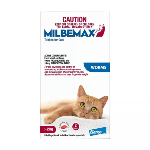 Milbemax Worming tablet for Cats over 2kg Roundworm Hookworm Tapeworm treatment