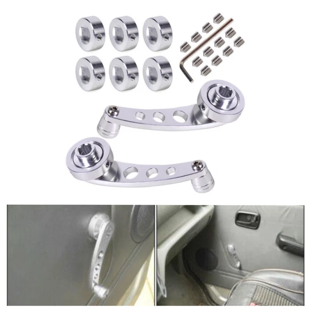 Universal 1 Pair Silver Aluminum Car Manual Door Window Winder Crank Handle