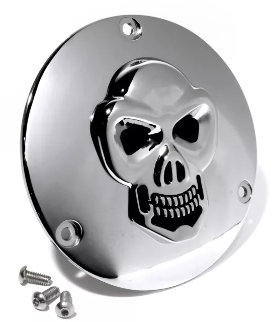 3D Totenkopf Kupplungsdeckel Chrom für Harley 70-98 Evo Shovel Derbycover Skull