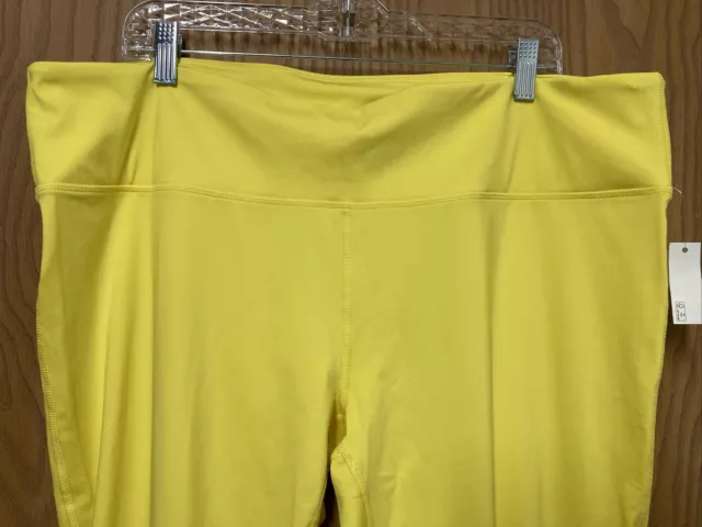 NWT Womens Amazon Essentials Lemon Yellow Spandex Full Length Leggings SIZE XXL 2