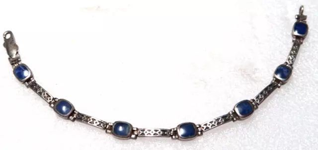 Vintage Southwestern Sterling Silver Blue Stone Bracelet