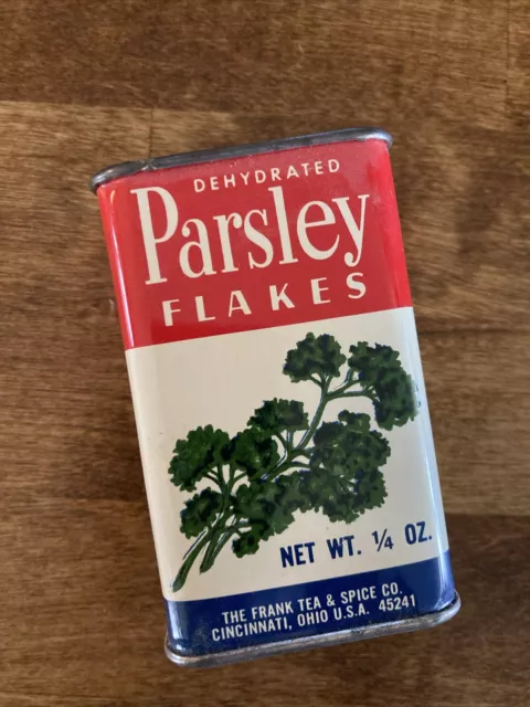 Frank’s Parsley Flakes Vintage Spice Tin, Frank Tea & Spice, Cincinnati Ohio