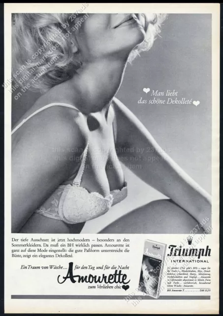 1964 Triumph Amourette lingerie busty woman bra sexy photo German vtg print ad