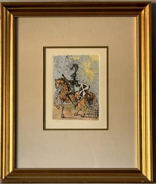 Salvador Dali Vintage Modern Surrealist Lithograph Etching Old Cubism Art Coa