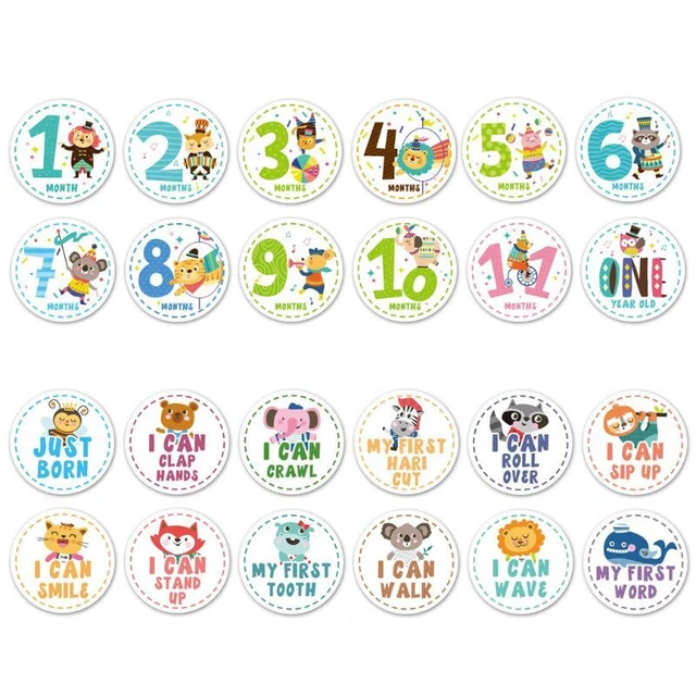 12 Pcs Month Sticker Baby Photography Memorial Monthly Kids