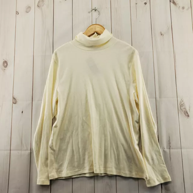 Additions By Chicos Top XL Womens Turtleneck Cotton Ivory Pullover Longsleeve